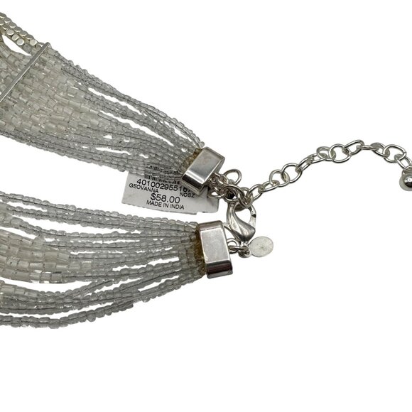 Chico's Necklace NWT Jewlery Statement 21.5" Adjustable Beaded Silver Tone Black - Picture 9 of 12